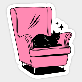 Naughty Black Cat in blue Sticker